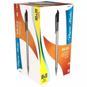 Guličkové pero Paper Mate InkJoy 100 RT, balenie 80+20, čierna náplň, stredný hrot