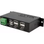 USB hub Exsys EX-1163HMS — 4-portový s 15 kV ESD ochranou, sada na montáž na DIN lištu