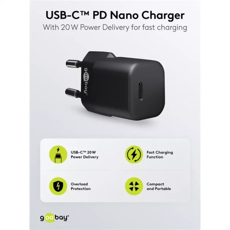 Nabíjačka pre mobilné zariadenia Goobay 65403 univerzálna čierna AC rýchle nabíjanie