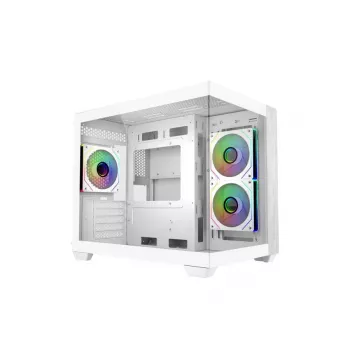 Cooler Master E481-WHNN-S00 Elite 481 WOOD biela, mATX, predný panel, 70° plný výhľad temperované sklo