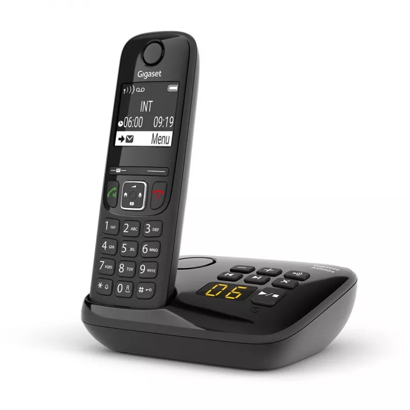 Gigaset AS690A analógový/DECT telefón identifikácia volajúceho čierny