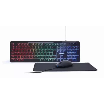 Káblová Full-Size klávesnica s myšou Gembird KBS-UML-01 — USB, QWERTY US, 104 tlačidiel, čierna