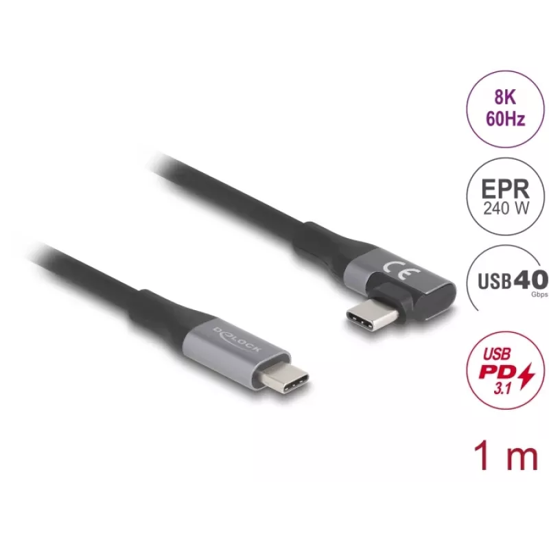 USB kábel DeLOCK 81131 1 m USB-C čierny 40 Gbit/s