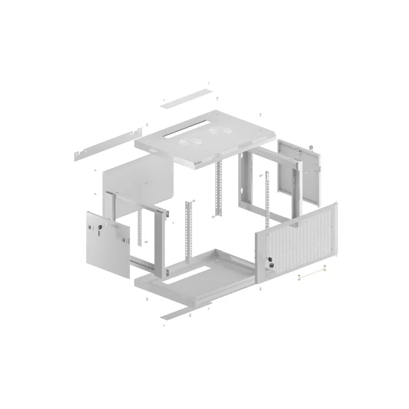 19-palcový nástenný rack 12U 600x600 sivý