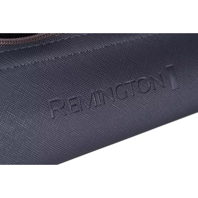 Žehlička na vlasy Remington S8598 Warm čierna sivá — keramické platne 11 cm, 5 teplotných stupňov, 160–230 °C, 3 m kábel, taška