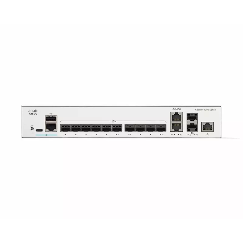 Sieťový switch Cisco Catalyst C1300-12XS Managed L2/L3, 12 x 10Gb SFP+, 240 Gbit/s, 16k MAC, montáž do racku, sivá