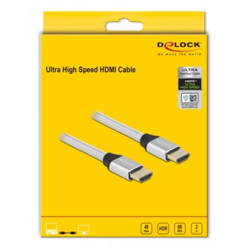 HDMI kábel DeLOCK Ultra High Speed 48 Gbps 8K 60 Hz 2 m