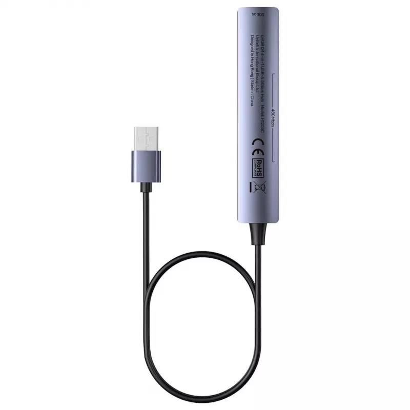 USB hub Unitek H1208CGY01 — 4-portový USB 3.0 (5 Gbit/s), spätne kompatibilný s USB 2.0, hliník