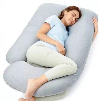 Momcozy PP102 U-tvarovaný tehotenský vankúš, svetlosivý s chladiacou látkou