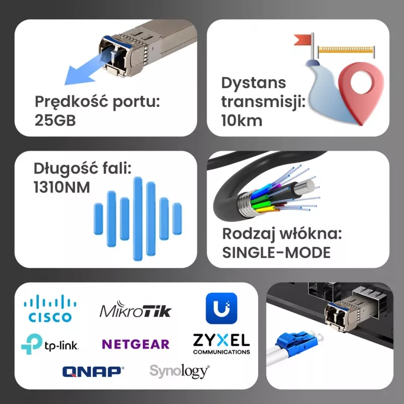 Extralink SFP28 25G 2-pack | SFP28 modul | 25Gbit/s, LC/UPC Duplex, 1310nm, 10km, Singlemode, DOM sieťový transceiver modul