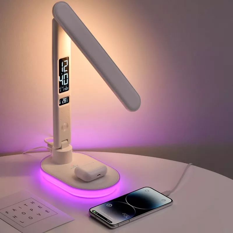 Stolná lampa Hawk HW-LAMP03 biela RGB — nastaviteľná LED stolná lampa s RGB osvetlením