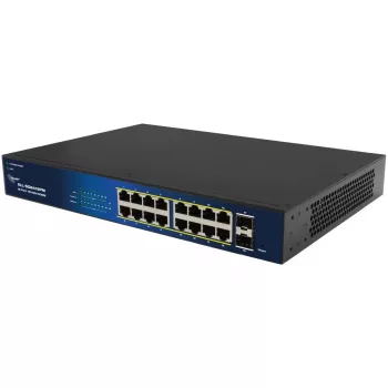 ALLNET 16+2P PoE switch ALL-SG8418PM – 18-portový Gigabit, 16 PoE portov, 2 uplink porty