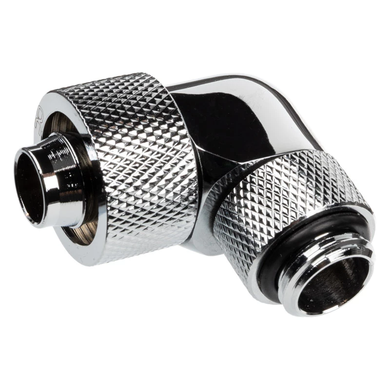 Alphacool Eiszapfen Connector 90 stupňov G1/4 palca AG na 16/10 mm - otočný, chróm-strieborná