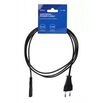 Savio CL-100 napájací kábel čierna 1,8 m IEC Type E (3,4 mm, 3,1 mm) IEC C7