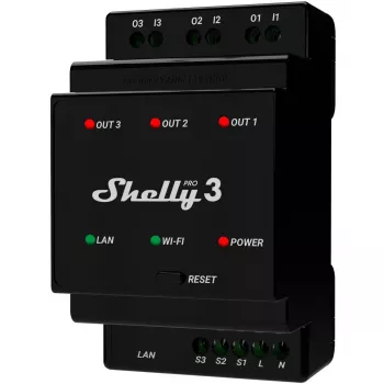 Shelly Pro 3 DIN-lištový WiFi/LAN/Bluetooth reléový spínač