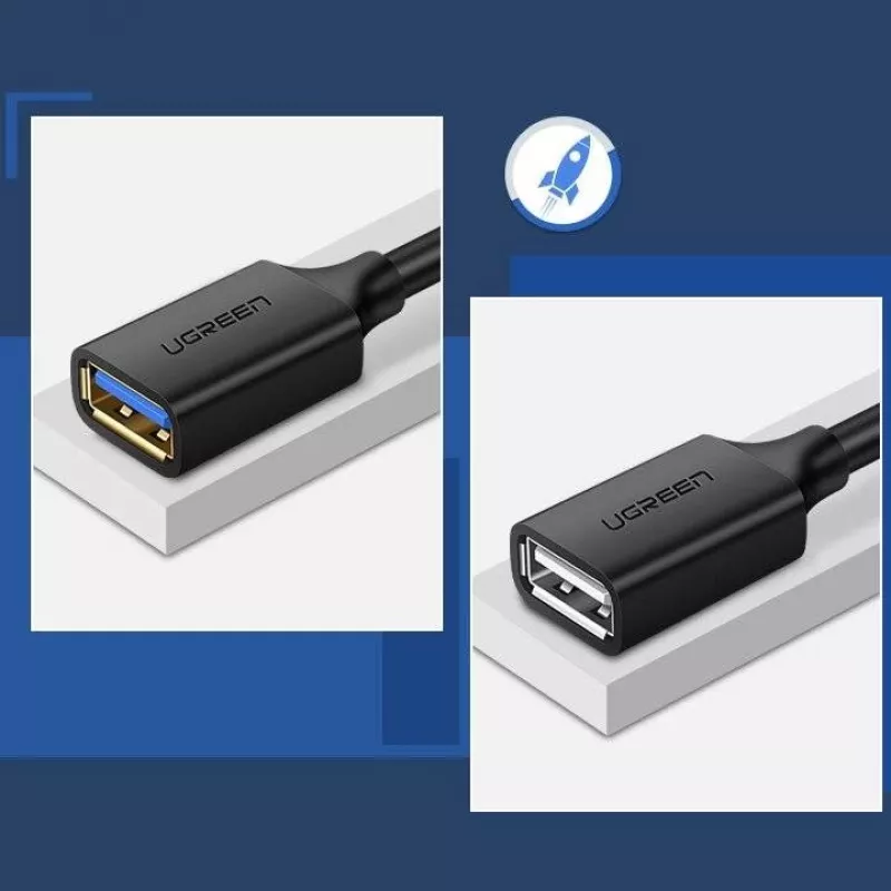 USB 3.0 predlžovací kábel adaptér UGREEN 10368B — USB-A konektor samica na USB-A konektor samec, 1 m, čierny