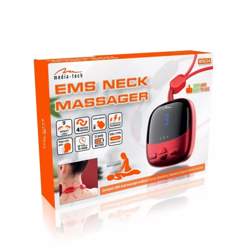 Masážny prístroj na krk MEDIA-TECH MT6534 s EMS technológiou, nastaviteľná intenzita