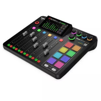 Štúdiový kontrolér RØDE Caster Pro II čierny — 4 XLR/TRS kombi, 4 výstupy pre slúchadlá, 8 padov, dotykový displej, Wi‑Fi, Bluetooth, USB‑C