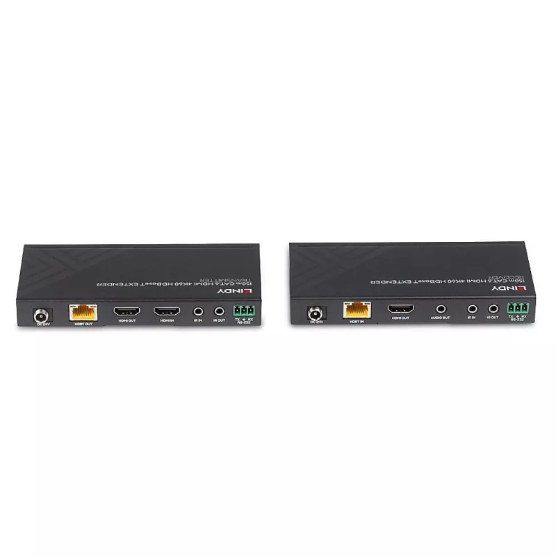 Lindy 38217 extender HDBaseT HDMI 4K60 cez Cat.6 150 m, IR a RS-232, vysielač a prijímač