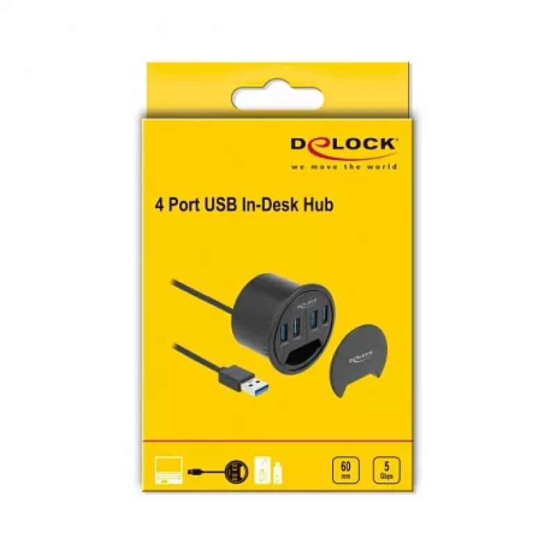 USB hub DeLOCK 64153 Type-A 5000 Mbit/s čierny