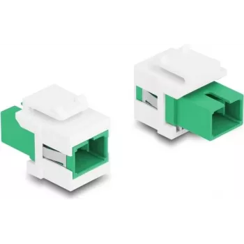 Keystone modul DELOCK 87120 SC single-port plochý adaptér, zelený/biely, 16,5×27,4×21,9 mm
