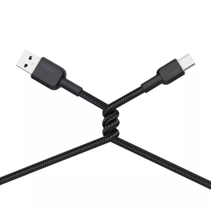 Kábel USB-A na USB-C Aukey CB-NAC1, 1 m, pletený nylon, USB PD 60 W, USB 2.0
