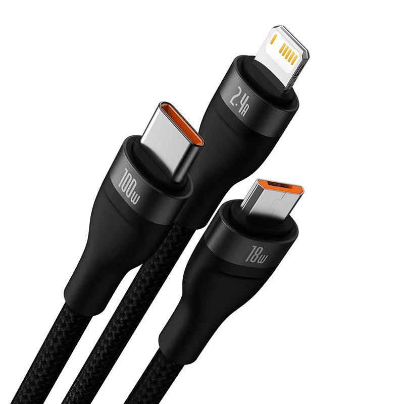 USB kábel Baseus SUP0003351 1,2 m USB A USB C/Micro USB-A/Lightning čierny