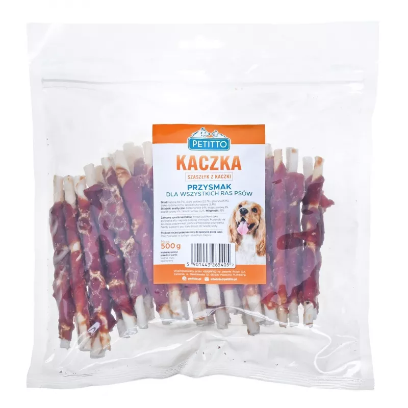 PETITTO Kačací kebab maškrta pre psov, 500 g