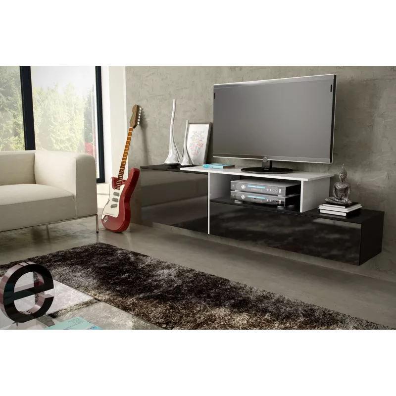 Cama TV skrinka SIGMA 3 180 čierna/čierna lesklá + biela