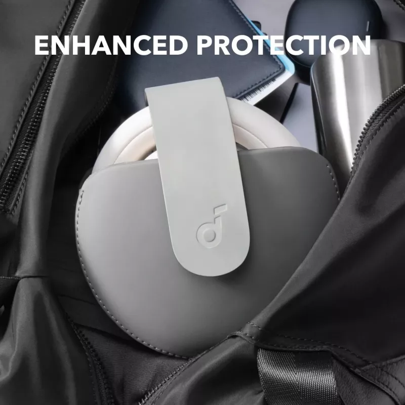 Puzdro na slúchadlá Anker Soundcore Space One Pro s magnetickými kovovými gombíkmi, sivé