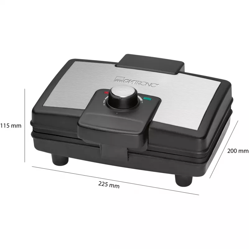 Clatronic WA 3606 vaflovač 2 vafle čierna, nehrdzavejúca oceľ 800 W