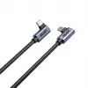 USB-C kábel Unitek C14147ABK01-1M, 1 m, 90° zahnuté konektory, USB PD 3.0 100W, dáta 480 Mbit/s, čierny
