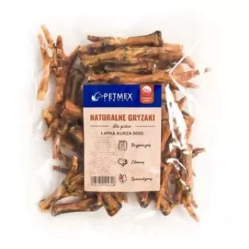 Pamlok na žuvanie PETMEX kuracia labka 500 g — prírodný kurací pamlok na žuvanie pre dospelých psov, 500 g