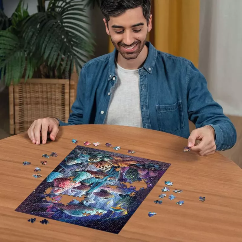 Ravensburger Puzzle Im Mondschein leuchtende Pilze, svietiace v tme, 500 dielov