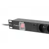 Rozvodná jednotka LANBERG PDU-06E-0200-BK — 6x výstupy typu E, 16 A, kábel 2 m, 1U rack, 220–250 V