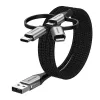 Vention USB 2.0 A konektor samec na 3-in-1 Micro-B&USB-C&Lightning konektor samec kábel 1M sivý hliníková zliatina