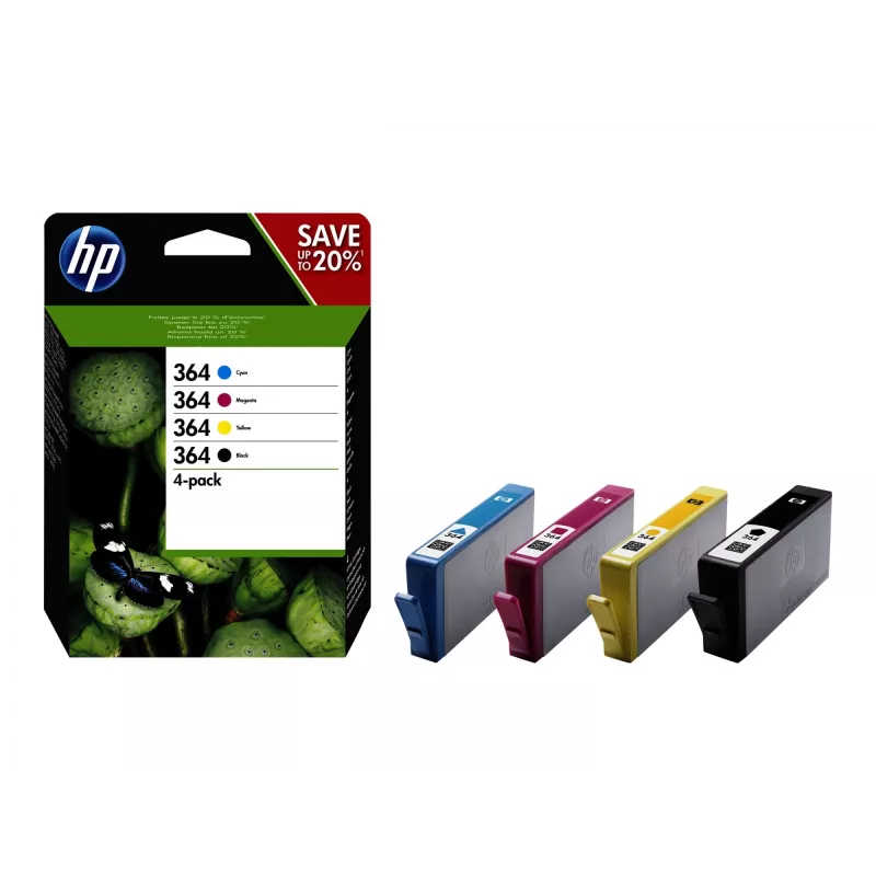 HP 364 4-balík čierna/azúrová/magenta/žltá originálne atramentové kazety