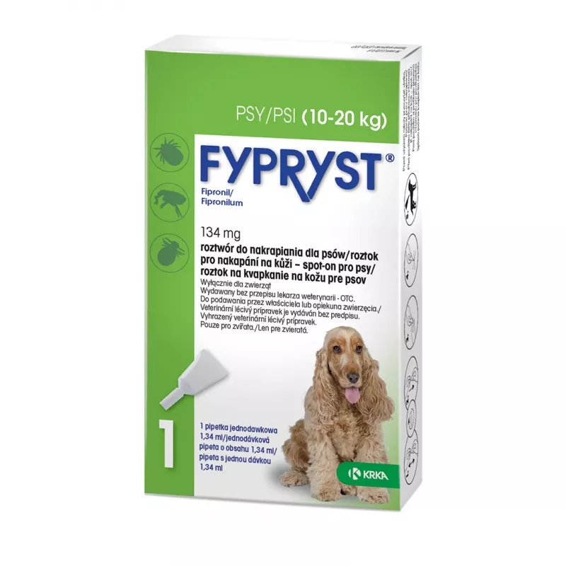 FYPRYST 134mg M (10-20kg) - kvapky proti blchám a kliešťom pre psov – 1x1,34 ml