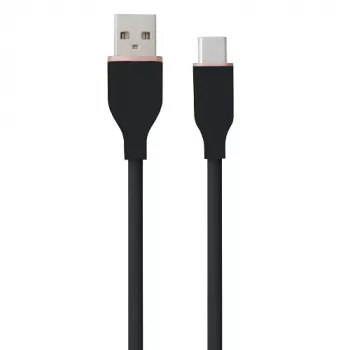 Silikónový kábel USB Type-A - Type-C (čierna, 1 m)