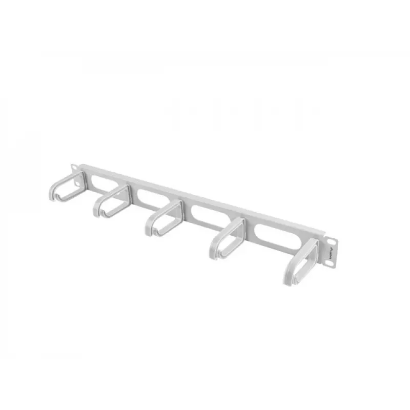 Rackový panel na vedenie káblov LANBERG AK-1205-S, 1U kov, 19 palcov (48,3 cm), hĺbka 80 mm, sivý