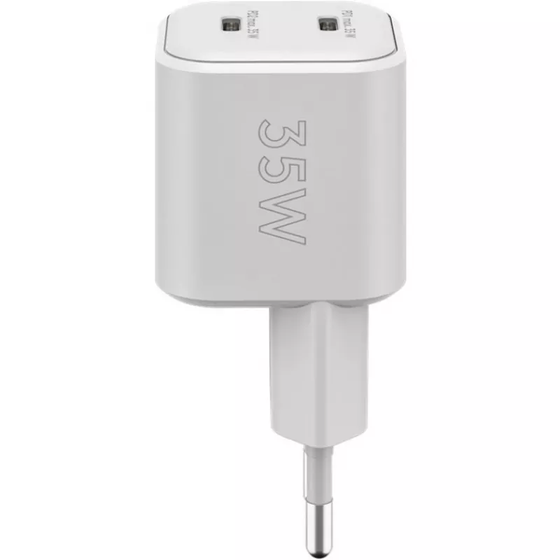 USB-C dvojrýchla nabíjačka Nano, PD, GaN, 35 wattov (biela, 2x USB-C, Power Delivery 3.0)