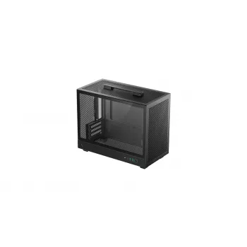 DeepCool CH160 PLUS R-CH160-BKNGM0-G kompaktná počítačová skriňa (SFF), Mini-ITX/Micro-ATX, tvrdené sklo, čierna