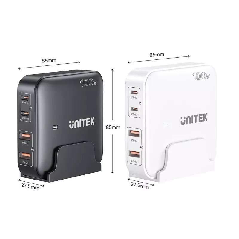 Unitek stolová nabíjačka P1229ABK01-EU 100 W s 2× USB-A a 2× USB-C