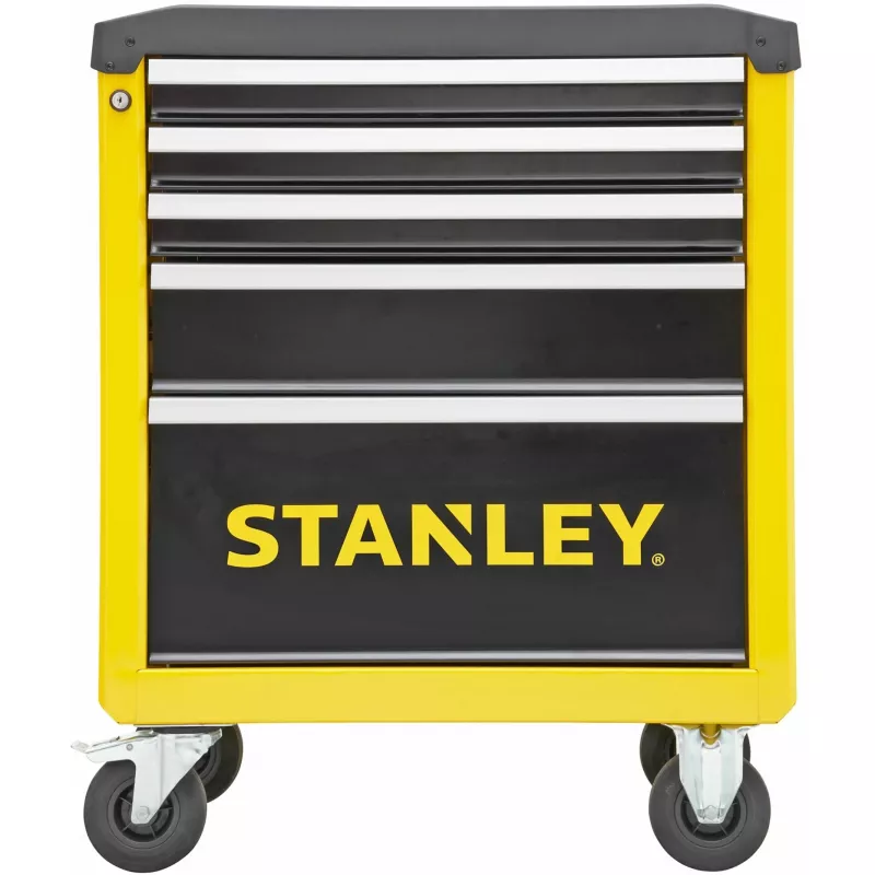 Nástrojový vozík Stanley STST74305-1 s 5 zásuvkami, žltá/čierna, 3 ploché + 2 vysoké zásuvky