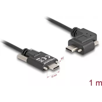 DeLOCK USB 2.0 kábel USB Type-C konektor samec na USB Type-C konektor samec zahnutý vľavo/vpravo PD 3.0 60W 1m