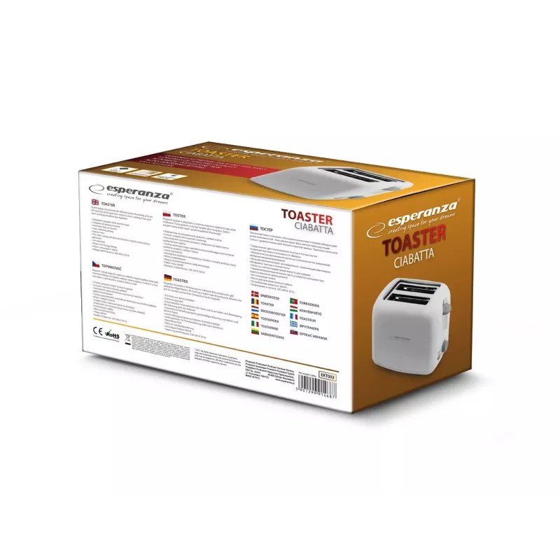 Esperanza EKT002 Ciabatta hriankovač, 2 otvory, 600 W, biely