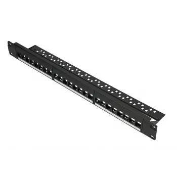 Patch panel Extralink 24-port U/UTP (UTP) modulárny, 1U, čierny, šírka 482,6 mm