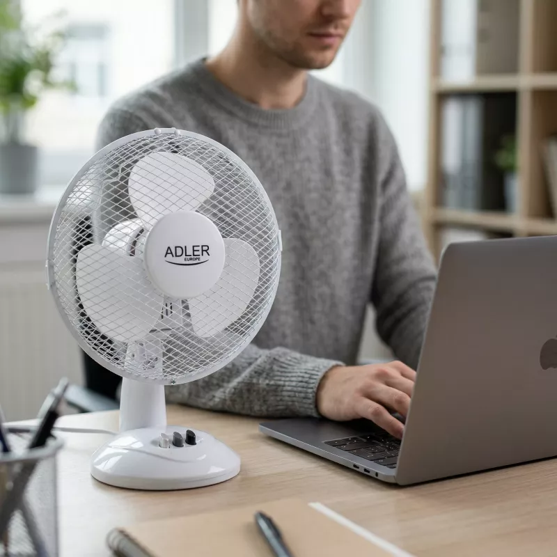 Adler | AD 7302 | stolný ventilátor | biela | priemer 23 cm | počet rýchlostí 2 | oscilácia | 60 W | Nie