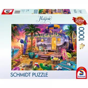 Puzzle Schmidt Spiele Jeff Haynie 1000 dielikov — Karavan pri mori, krajinné puzzle s 1000 dielikmi