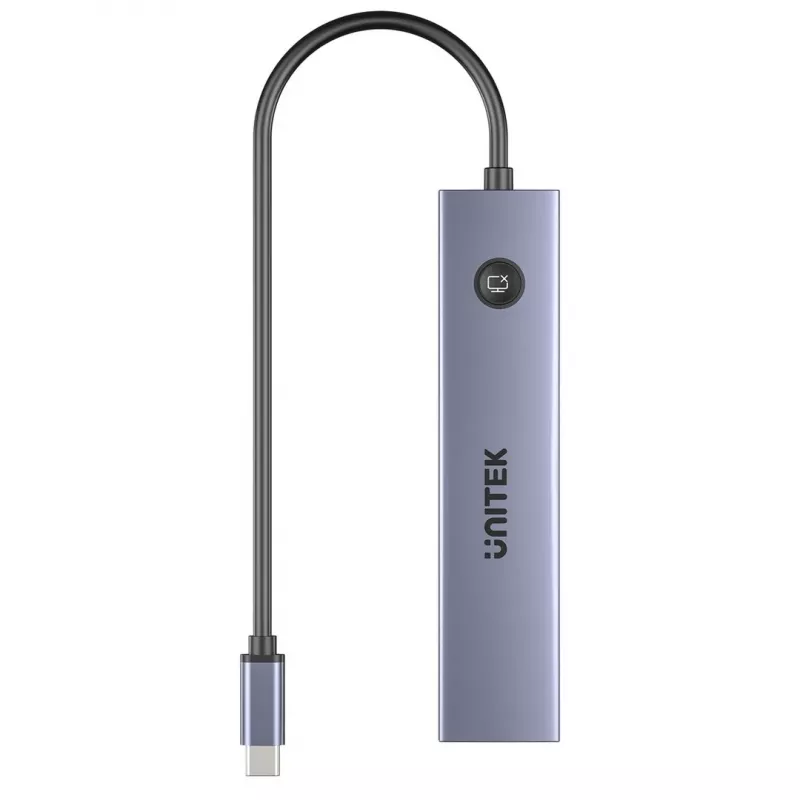 USB-C hub Unitek H1124AGY01 s 100W PD, HDMI 2.0, 2x USB‑A, 2x USB‑C, SD/microSD čítačka kariet — hliník